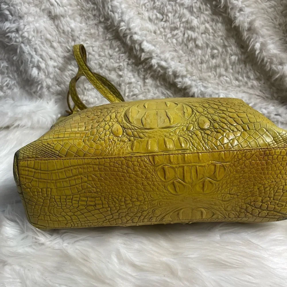 Brahmin Alden Melbourne Leather Tote Yellow shoulder bag gold tone hardwares.